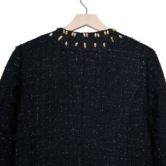 Chico's Womens M Chico's 1 Ani-Glam Shimmer Tweed Longline Blazer Jacket - Picture 5 of 11